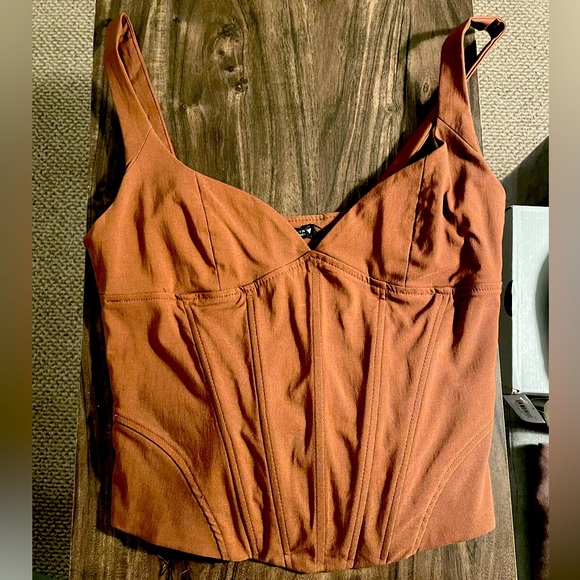 Zara Tops Zara Medium Brown Fitted Corset Top Poshmark